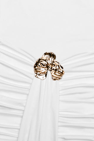 Plunge Neck Ruched Mini Dress