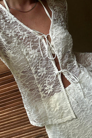 Tie-Front Lace Blouse