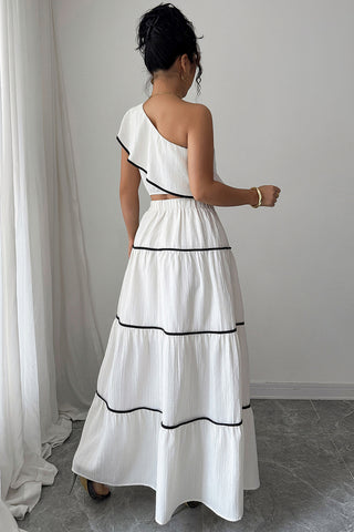 One-Shoulder Tiered Skirt Set