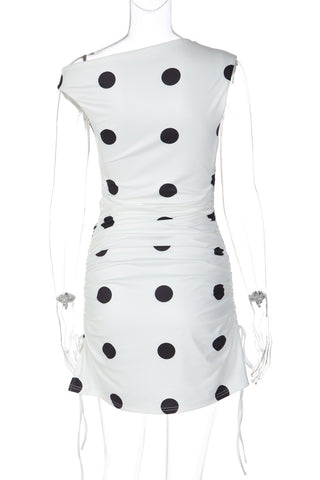 Polka Dot Ruched Casual Mini Dress