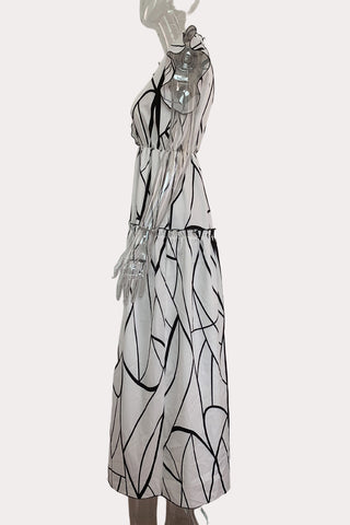 V-Neck Ruffle Sleeve Casual Dress