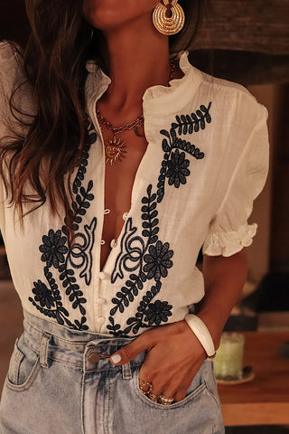 Floral Button-Front Top