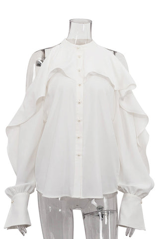 Ruffled Button-Front Blouse
