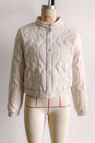 Floral Quilted Button-Front Coat
