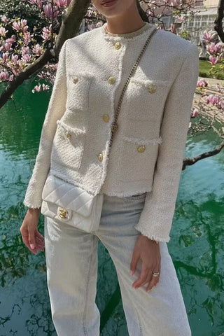 Textured Button-Front Blazer