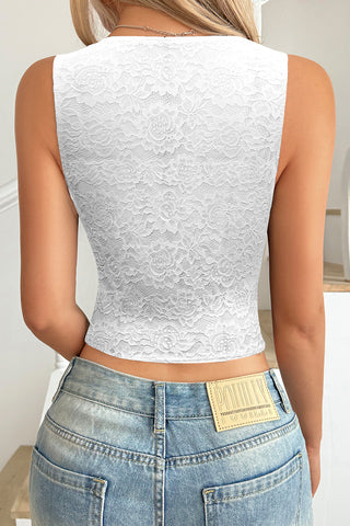 Scalloped Lace V-Neck Tank Top