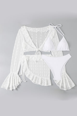 Sheer Ruffle Trim Skirt Set