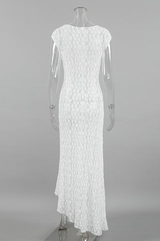 Cap-Sleeve Lace Maxi Dress