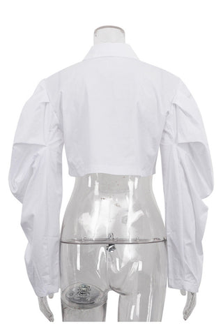 Puff Sleeve Cropped Shirt