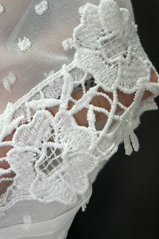 Lace-Trim Button-Front Blouse