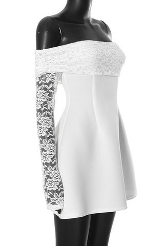 Off-Shoulder Lace Evening Dress