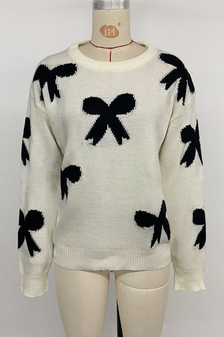 Bow-Pattern Knit Sweater