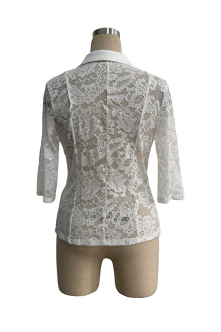 Lace-Trimmed Blazer with Open Front Design