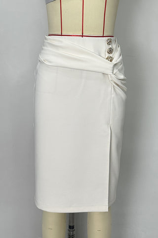 Draped Midi Skirt with Side Slit