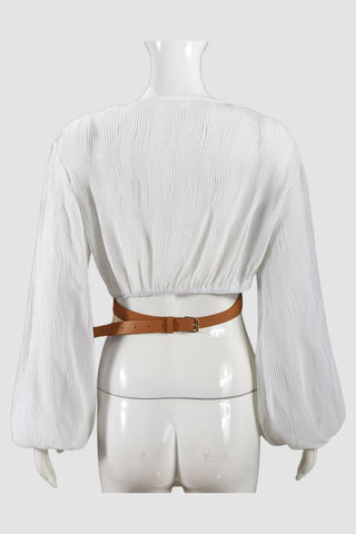 Belted Wrap-Front Blouse