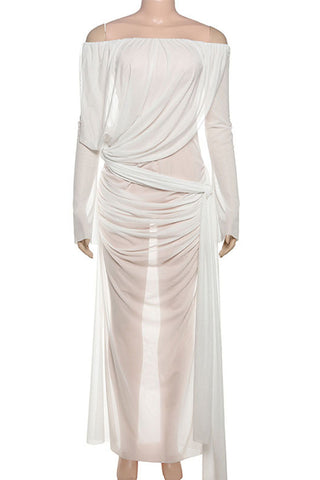 Draped Long Sleeve Casual Dress