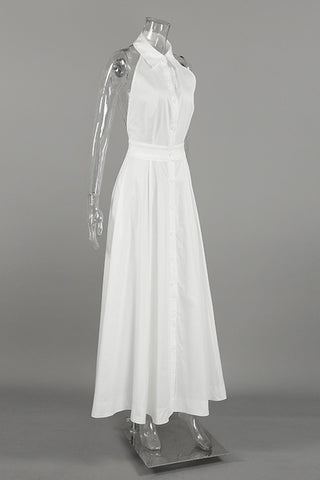 Sleeveless Halter Backless Long Dress