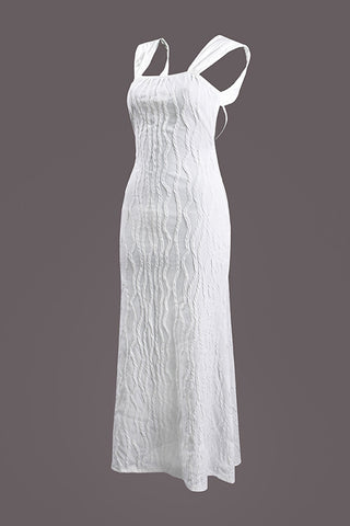 Square-Neck Casual Midi Dress