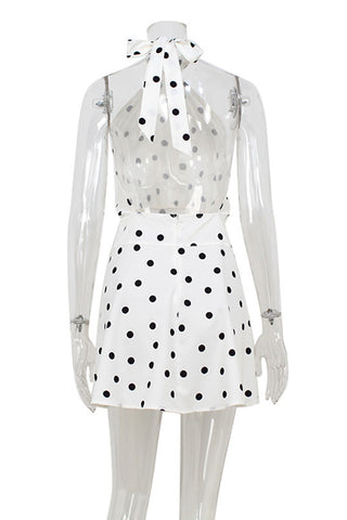 Halter Neck Polka Dot A-Line Dress