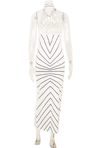 Halter Neck Striped Dress