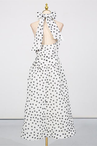 Polka Dot Halter Casual Dress