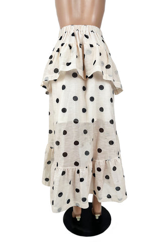 Polka Dot Maxi Skirt with Ruffled Layers