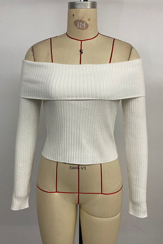 Off-Shoulder Ribbed Knit Top