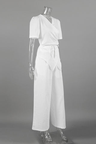 Wrap Top and Wide-Leg Pant Set