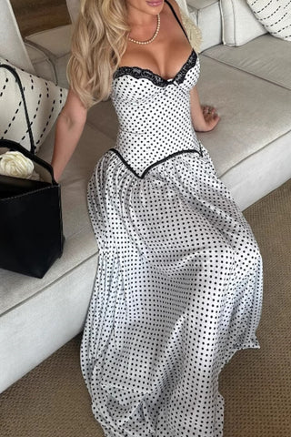 Spaghetti Strap Polka Dot Maxi Dress