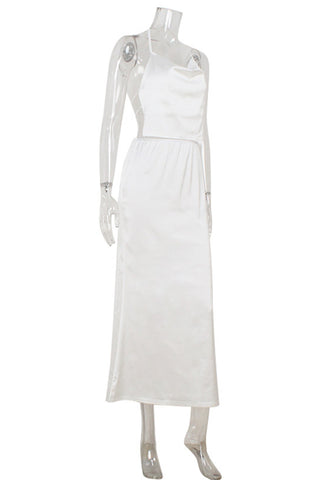 Elegant Two-Piece Satin Skirt Set