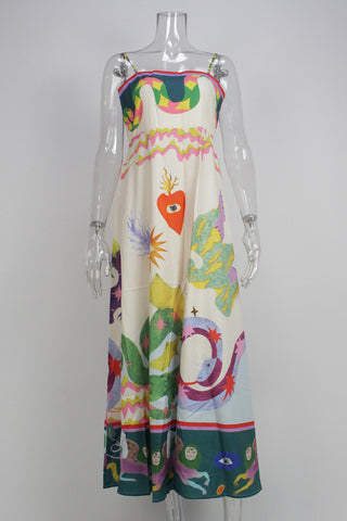 Artistic Print Sundress with Straps