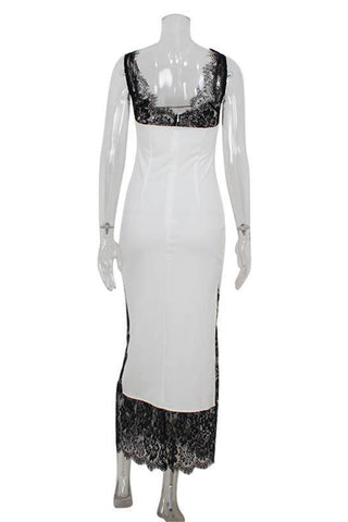 Lace-Trim Sleeveless Midi Dress