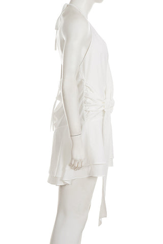 Halter Wrap Dress with Ruffled Hem