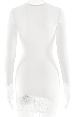 Lace-Trim Asymmetrical Mini Dress