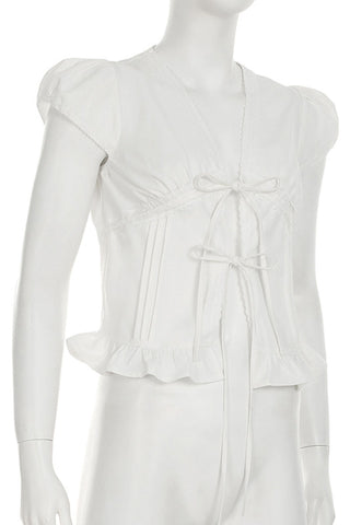 Tie-Front Ruffled Blouse