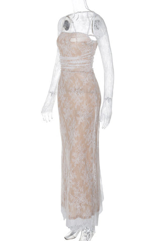 Long Sleeve Lace Overlay Maxi Dress