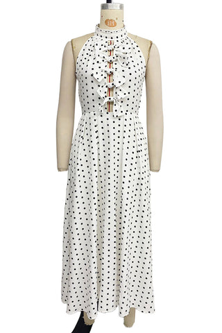 Polka Dot Halter Neck Casual Dress