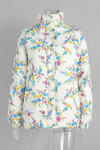 Floral Pattern Puffer Jacket