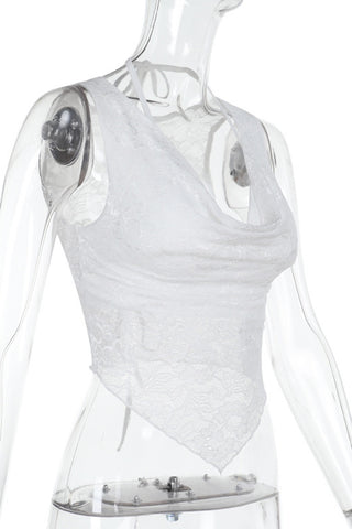 Lace Halter Cami with Deep Plunge Neck