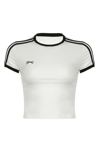 Sporty Striped Crop T-Shirt