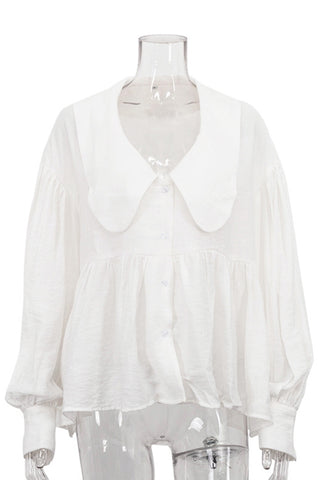 Oversized Collar Button-Up Blouse