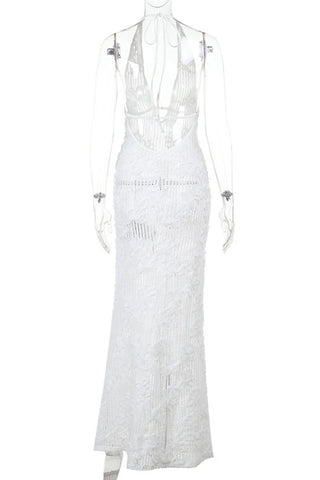 Plunge-Neck Halter Dress