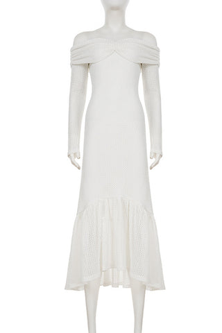 Off-Shoulder Knit Casual Dress