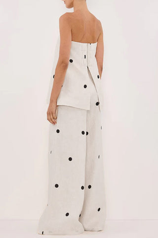 Polka Dot Strapless Pants Set