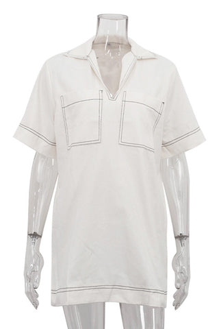 Casual Stitch-Detail Polo Dress