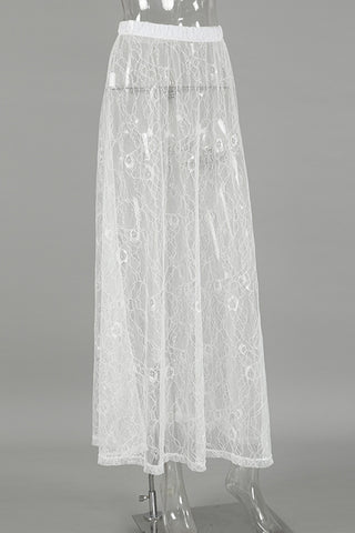 Elegant Sheer Lace Maxi Skirt