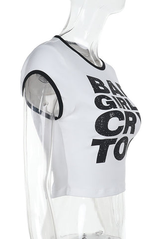 Graphic Slogan Fitted Tee