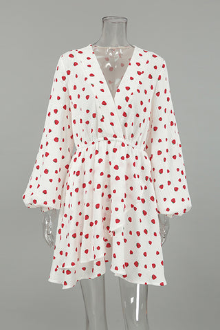 Flowy Strawberry Print Casual Dress