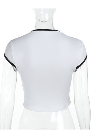 Graphic Crop T-Shirt with Bold Text