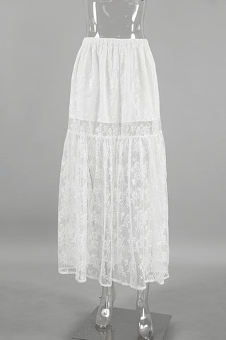 Sheer White Lace Maxi Skirt